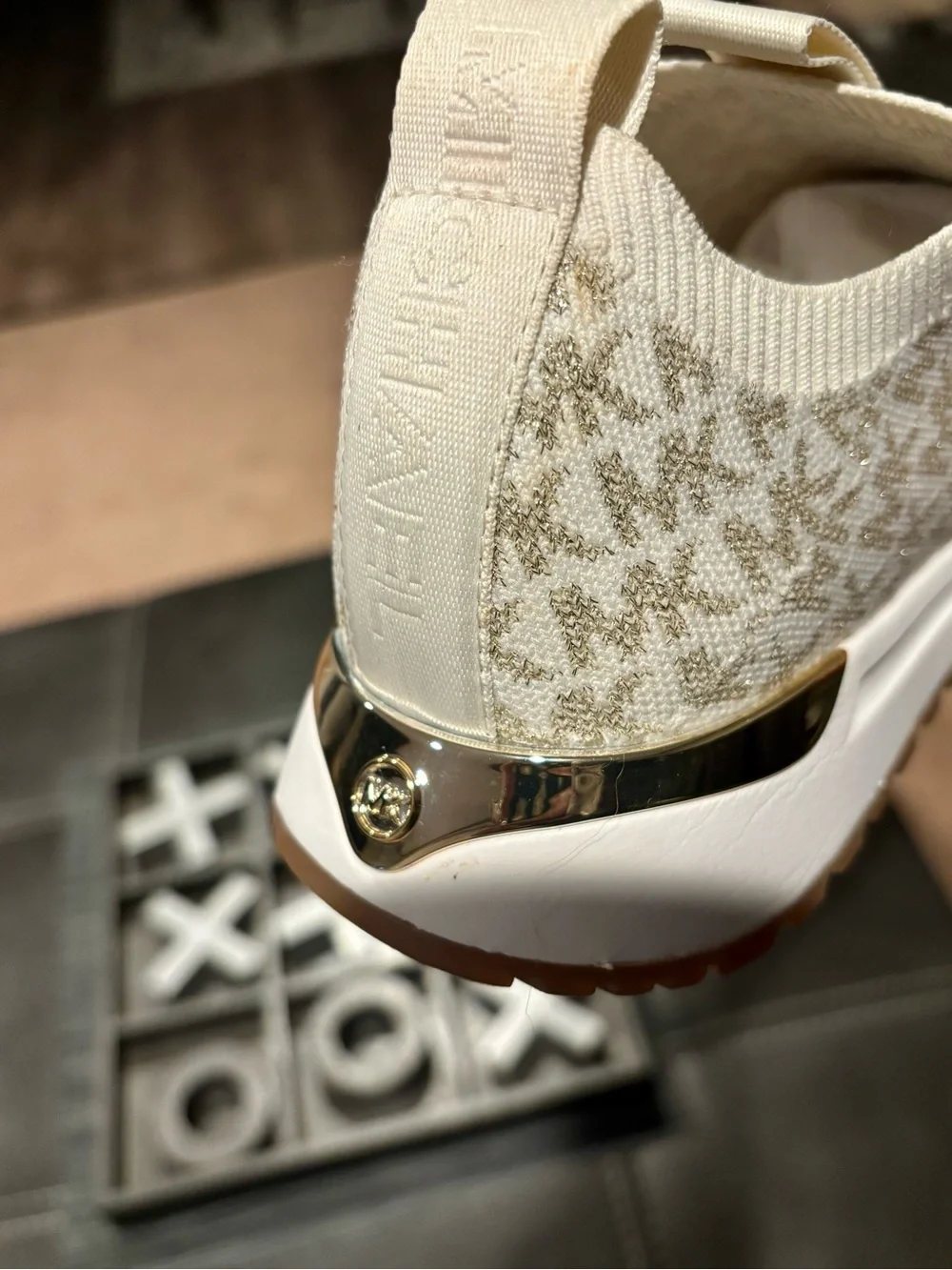 New Michael Kors Cream & Gold Slip-On Sneaker - Picture 10 of 11